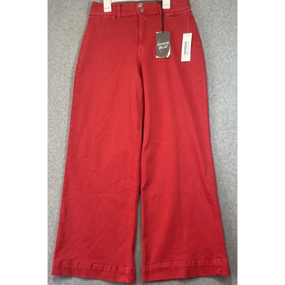 Studio Blue Women's Perla High Rise Welt Pocket Wide Leg Jeans Stretch Comfy S 6